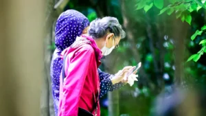 a man and woman in garment