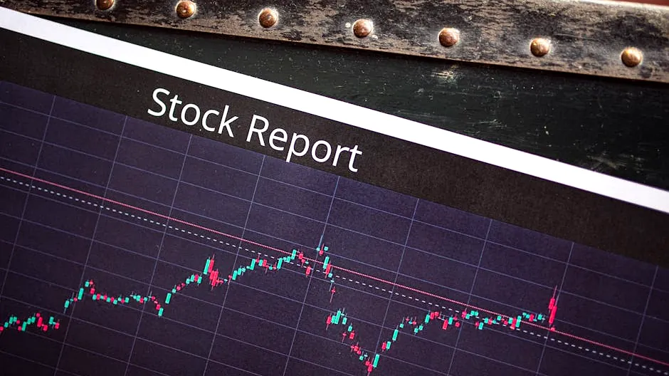 Detailed view of a stock report displaying a market performance graph with data trends.